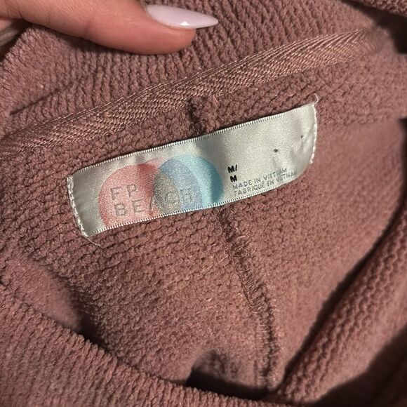 Free People Beach Happy Balloon Sleeve Pullover Sweater Pink Mauve- Size Medium - Picture 11 of 11